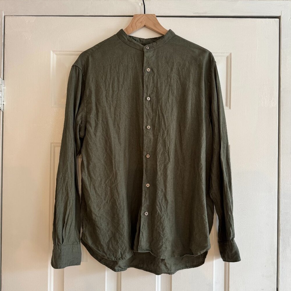 Uniqlo Premium Linen Shirt - Stand Collar